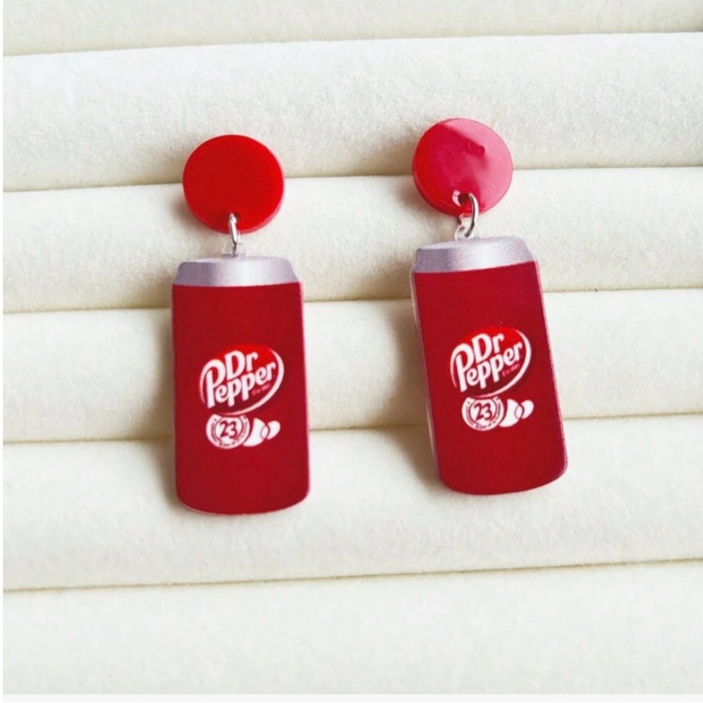 Dr Pepper Soda Can Dangle Earrings | Retro Statement